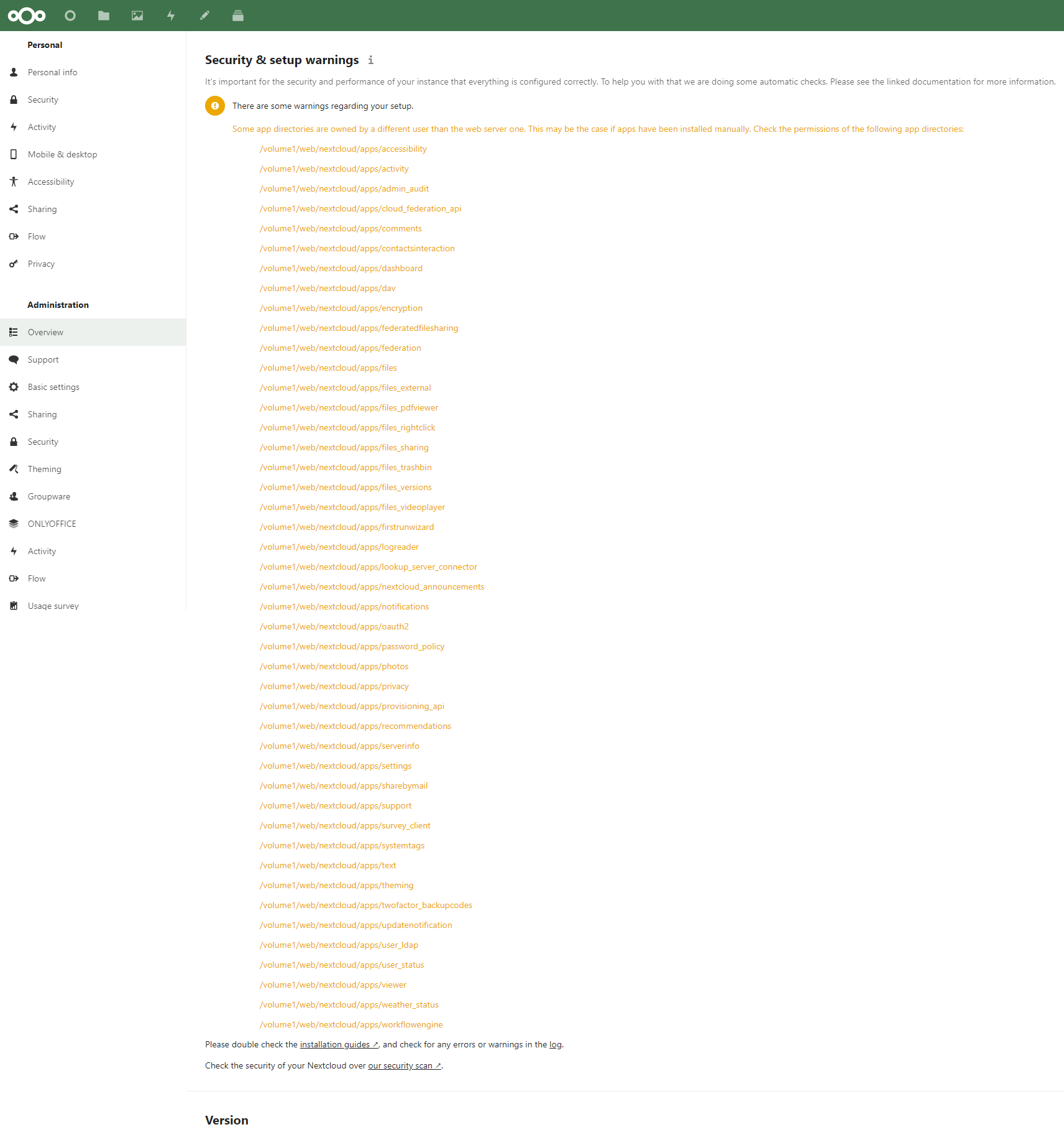 Security Setup Warnings From Synology Nas For Help Installation Nextcloud Community