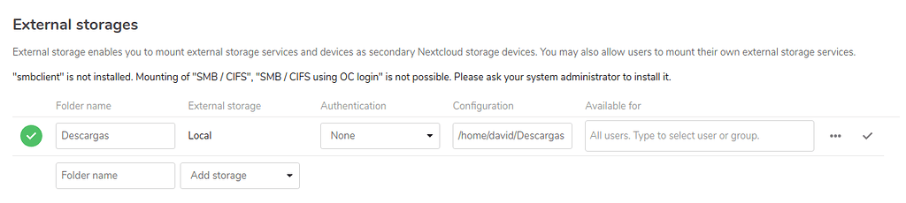 I can't set up local storage - ℹ️ Support - Nextcloud community