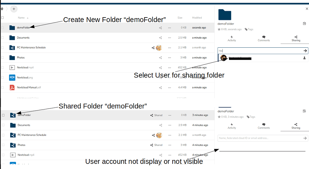 Sharing Folder or Files with user name is not visible - ℹ️ Support ...