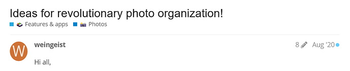 Community member weingeist starts a discussion on their ideas for Nextcloud Photos