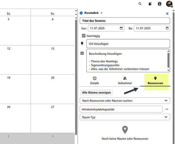 Kalender-Termin-Ressource