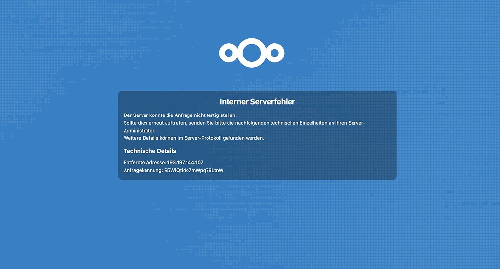 Internal server problem - ℹ️ Support - Nextcloud community