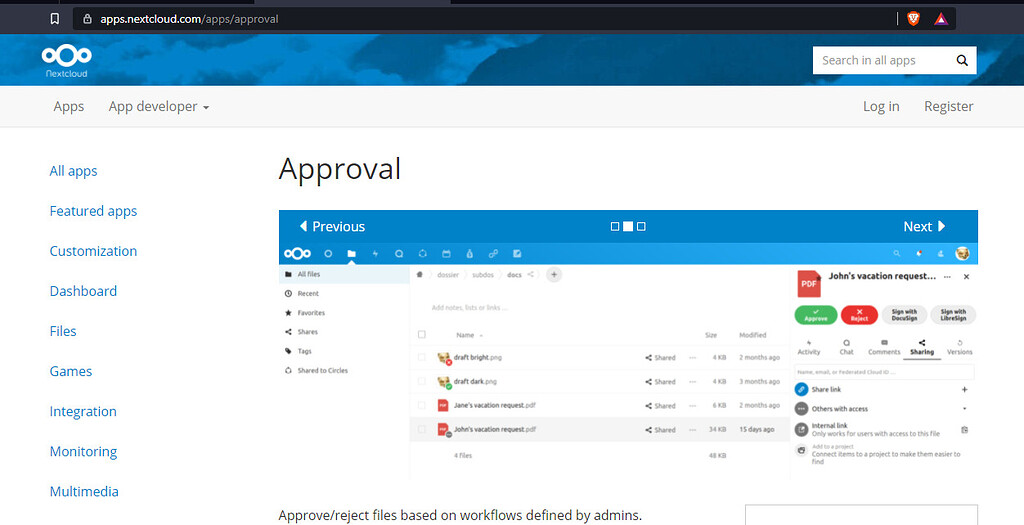 Approval Features for Nextcloud 22 - ℹ️ Support - Nextcloud community