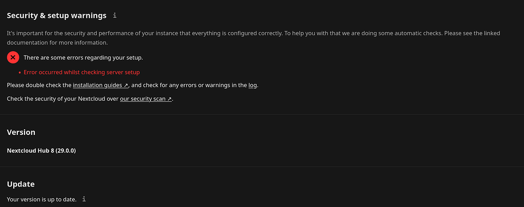 Bogus errors upgrading to 29.x Hub 8 - ℹ️ Support