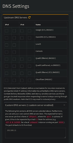 pihole dns settings