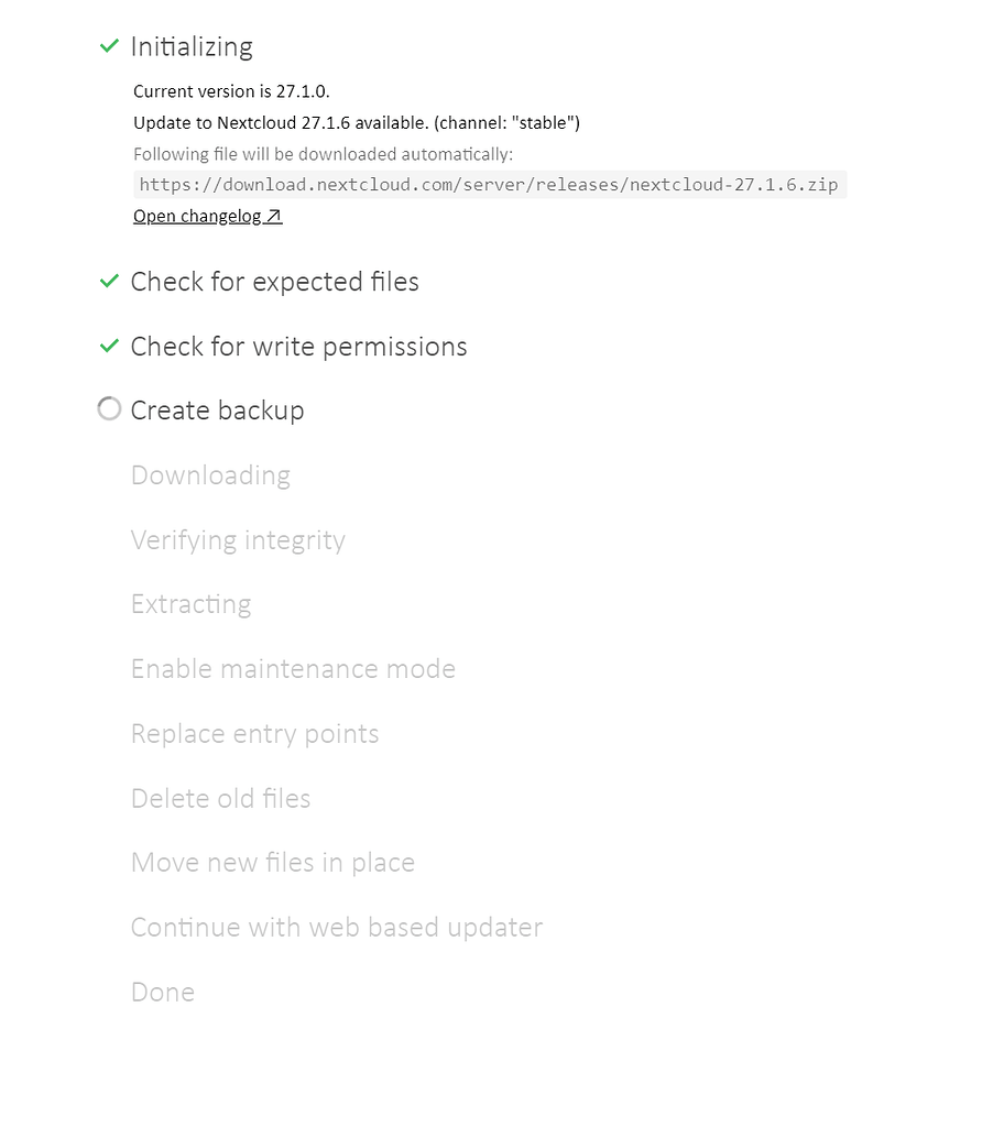 Update hangs while creating a backup - ℹ️ Support - Nextcloud community