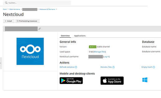 Nextcloud-Modul unter Plesk
