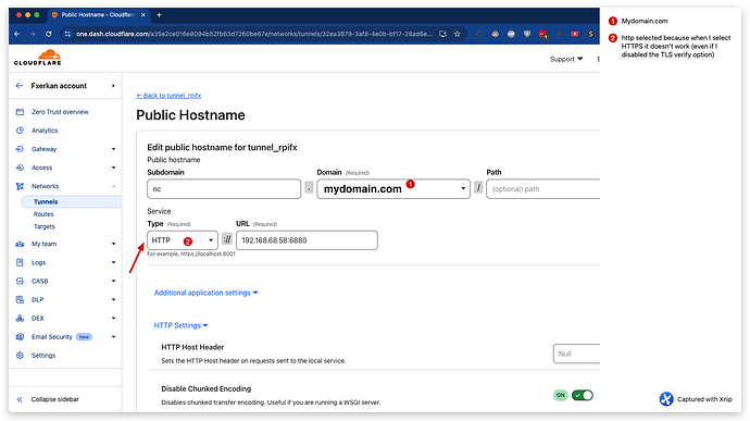 nextcloud cloudflare configs - public hostname