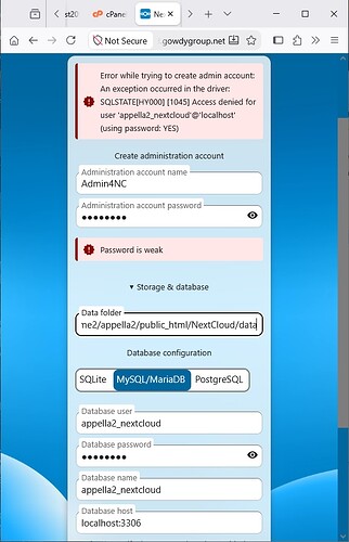 NextCloud-InstallError