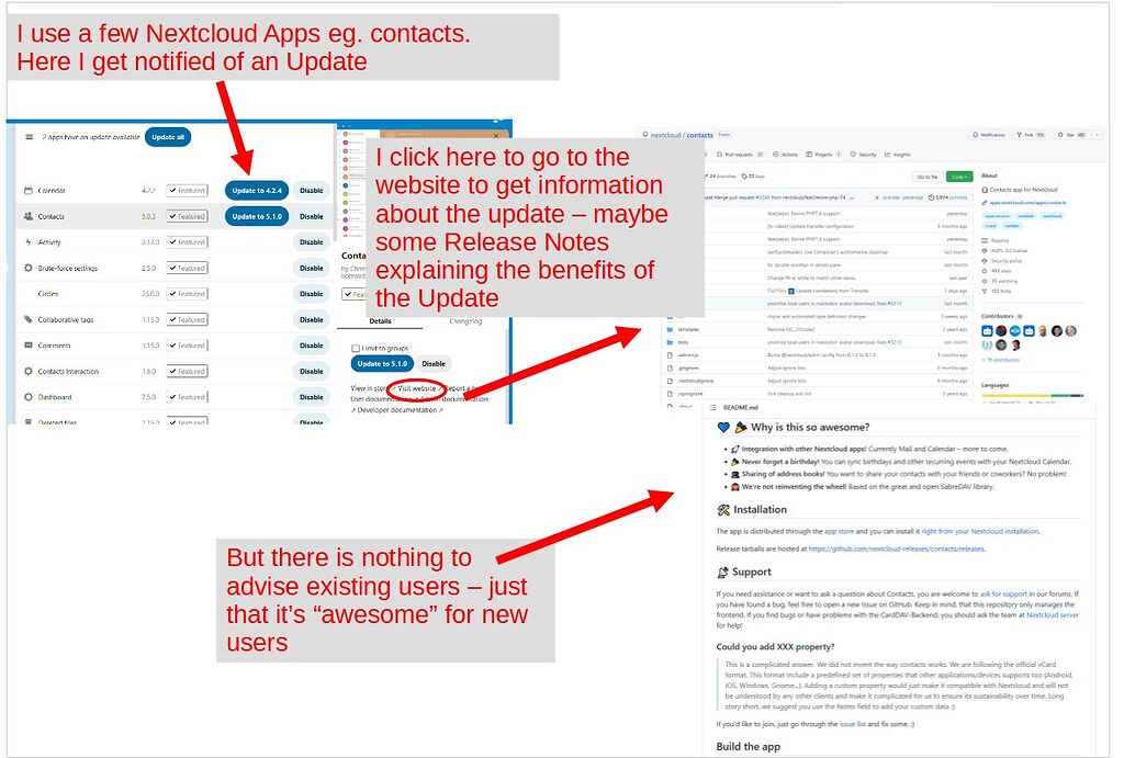 Release notes for App updates please - ℹ️ Support - Nextcloud community