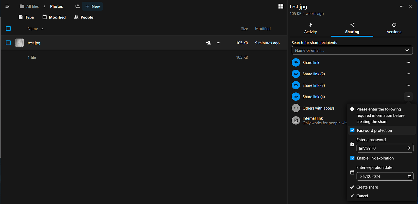 File sharing app not create a link - ℹ️ Support - Nextcloud community