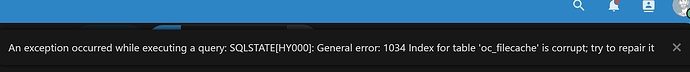 oc_filecache error