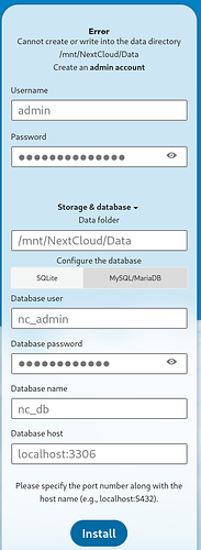 NextCloud-Initial-Configure-error