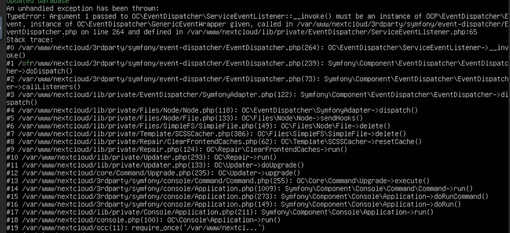 Error after upgrading - ℹ️ Support - Nextcloud community