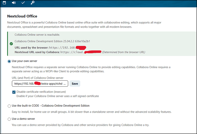 Nextcloud office setting when accessing with mydomain with firefox