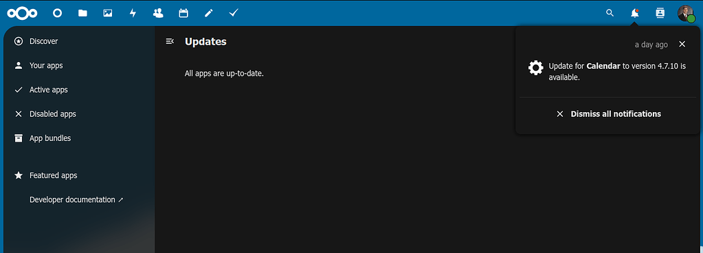 Nextcloud 29.0.3 shows Calendar 2.7.10 update available but will not ...