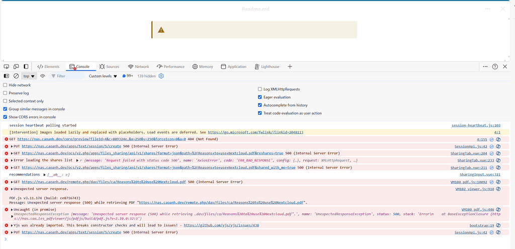 Server Error 500 when open file - ℹ️ Support - Nextcloud community