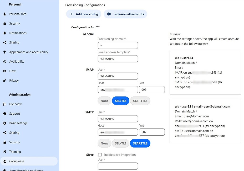 Mail Provisioning with UserExternal\IMAP - ℹ️ Support - Nextcloud community