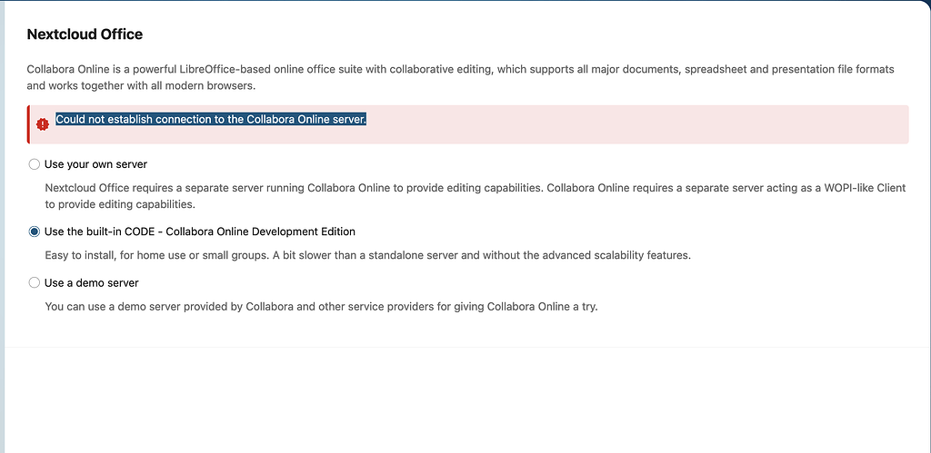 Nextcloud Office- Built-in-code Issue - 📄 Office - Nextcloud community