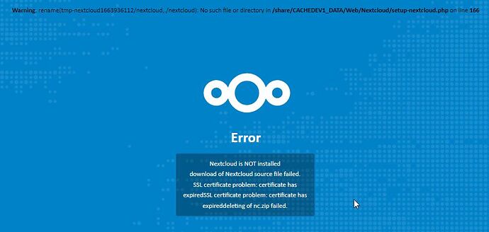 Nextcloud Install Error