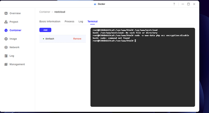 Console in Docker on my NAS