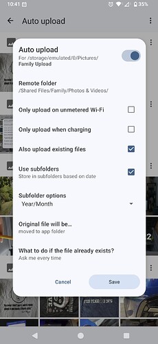 Auto Upload Settings