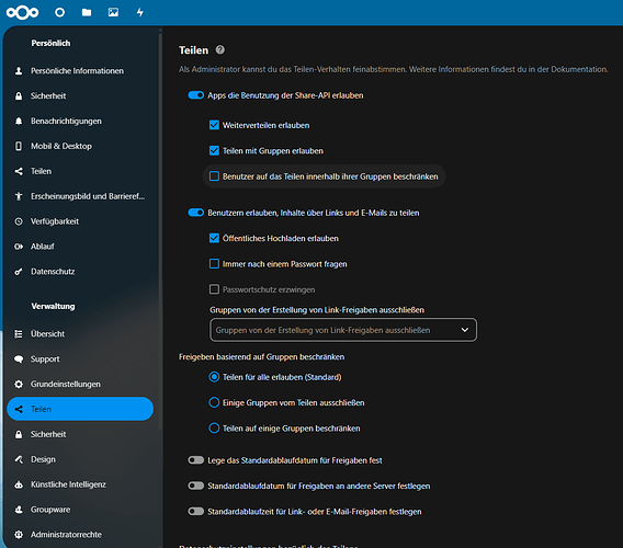 nextcloud_sharing settings