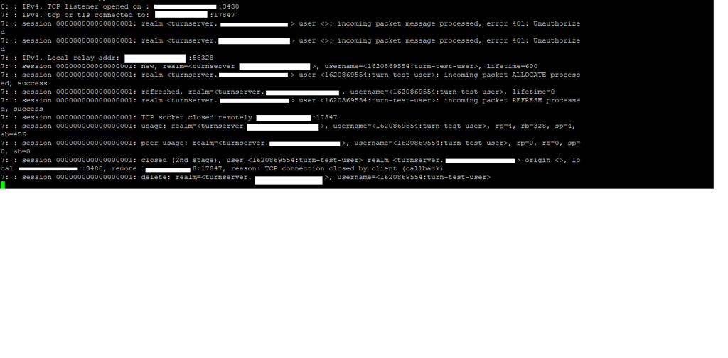 TCP Connection closed by client using TURN Server test of NC Talk - 💬 ...