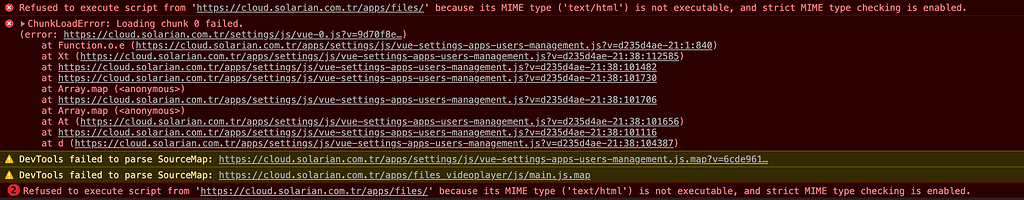 MIME type checking error only on Apps page after upgrading to 18.0.1 ...