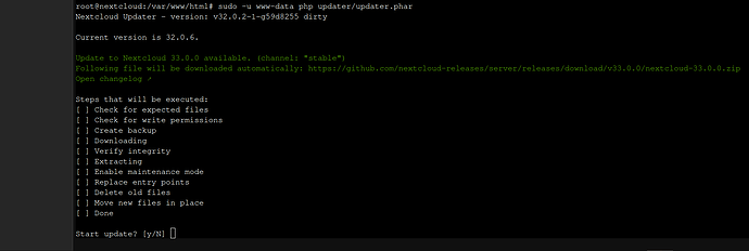 nc up 32.0.6 auf 33.0.0