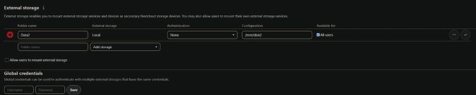 nextcloud external storage error