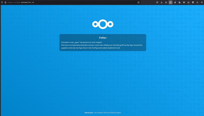 Writing in apps folder is not possible - ℹ️ Support - Nextcloud community