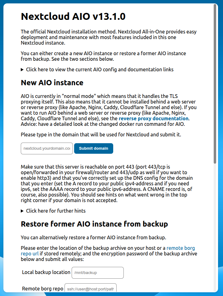 Migrate from Native 25.0.13 to AIO Docker 33 - ℹ️ Support