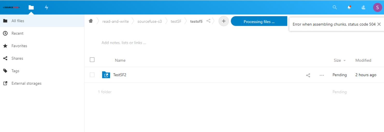 Receiving Error While Assembling Chunks Status Code 504 Support 