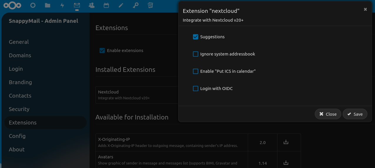 Snappymail and contacts and addressbook - ℹ️ Support - Nextcloud community
