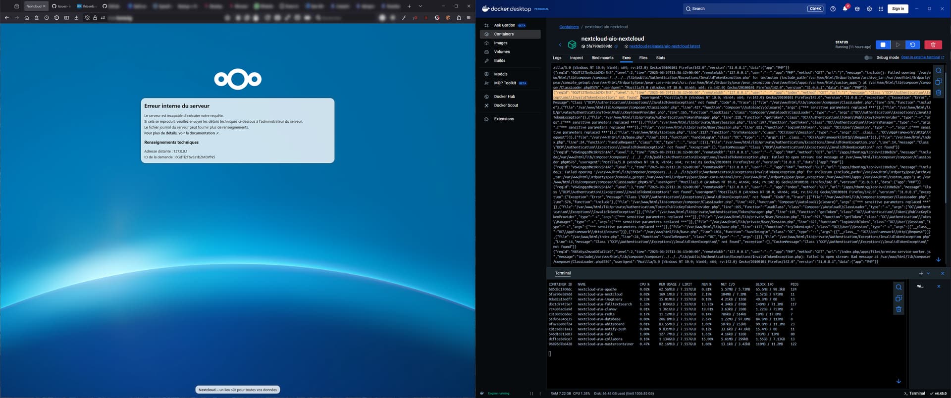 Internal server error - can not figure out what is preventing the login ...