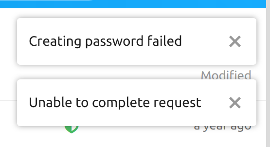 creating password failed