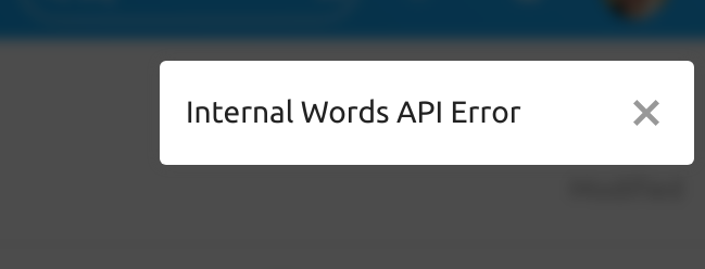 internal words api error