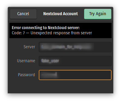 I get a code 7 error when trying to login to Nextcloud from Gnome Online  Accounts - ℹ️ Support - Nextcloud community