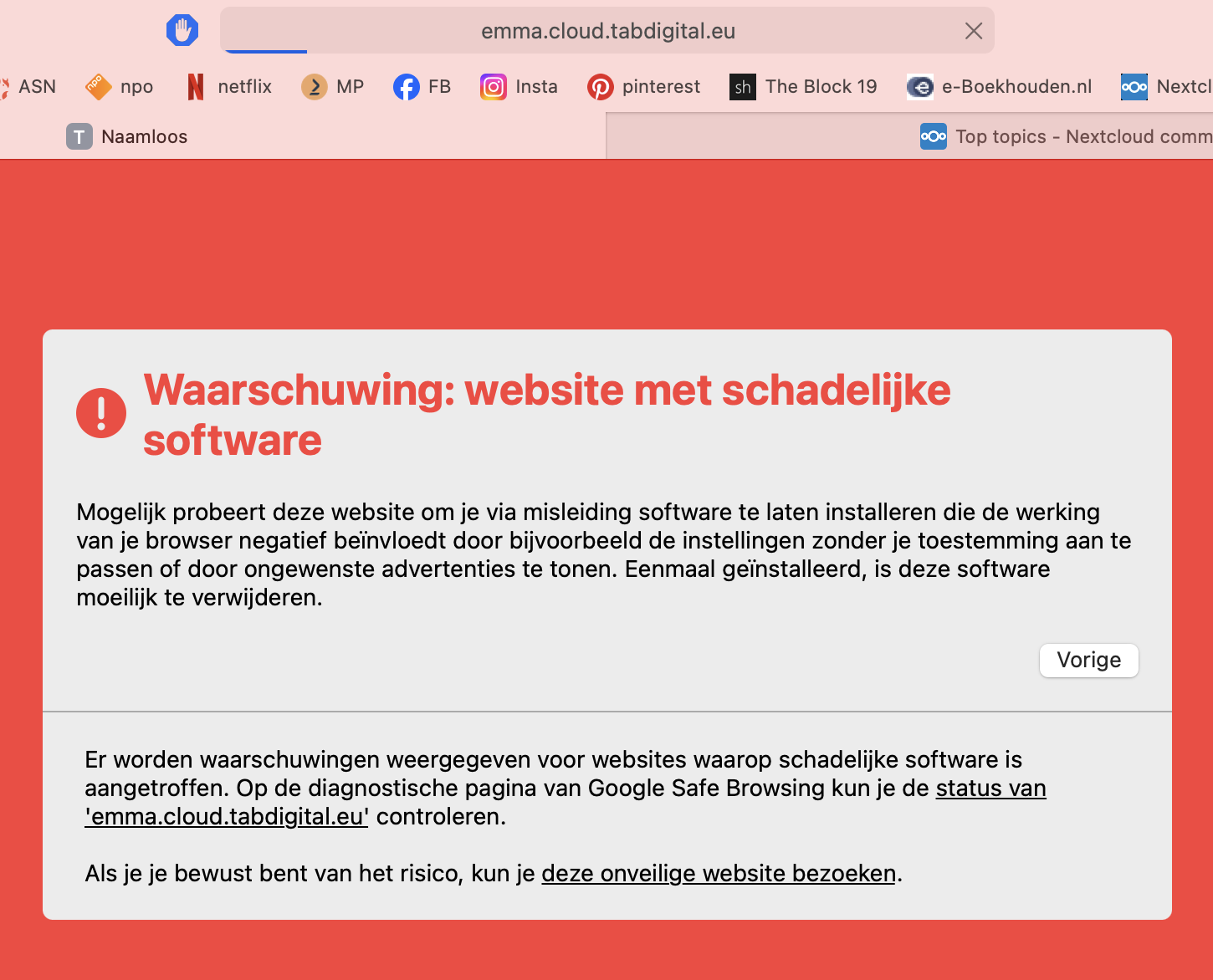 Warning Web Dev Warning: website with harmful software - ℹ️ Support - Nextcloud community
