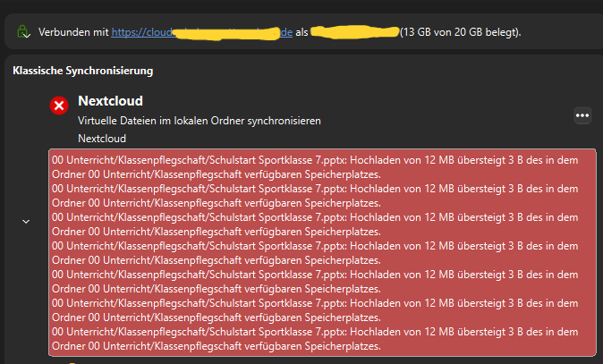 Speicher nicht voll