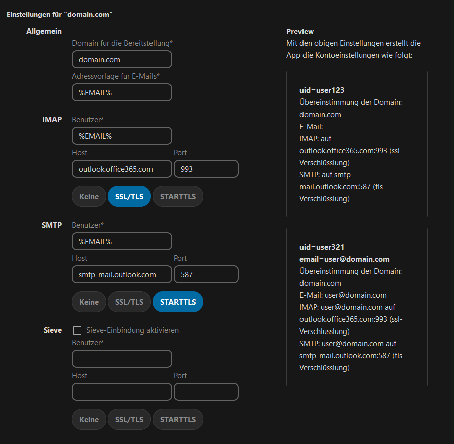 Verbindung nextcloud mail mit o365 global f r user deutsch