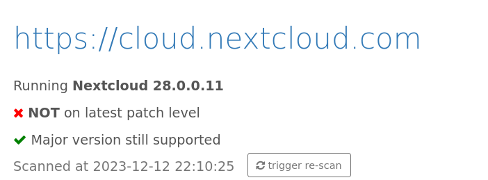 Is scan.nextcloud.com not working anymore? - ℹ️ Support - Nextcloud ...